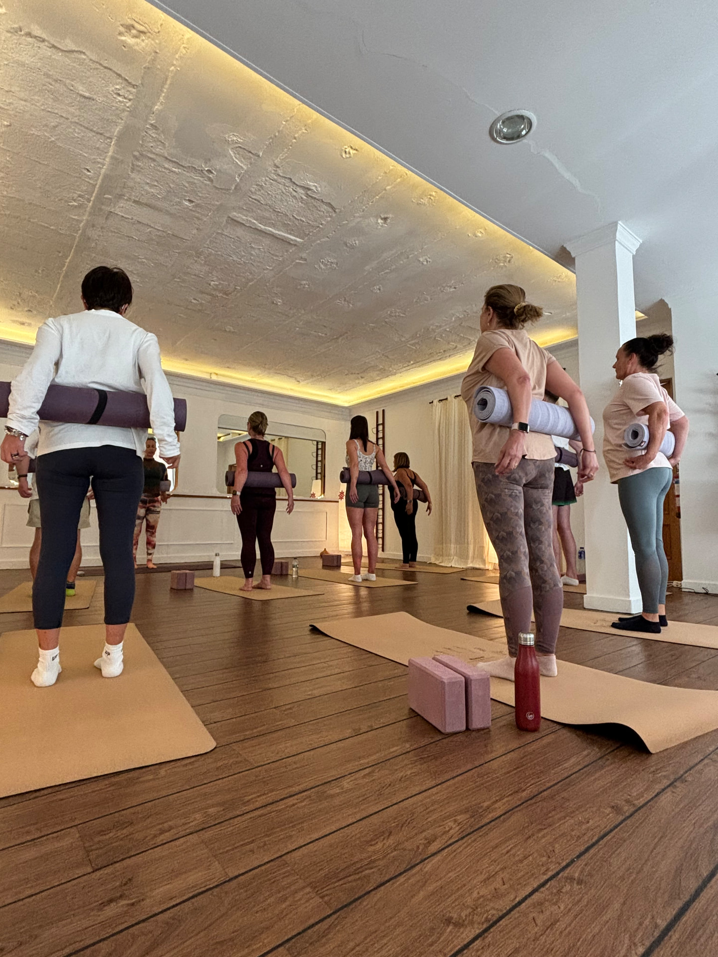 The Catya Studio home base in Puerto Calero, a bright room with yoga mats